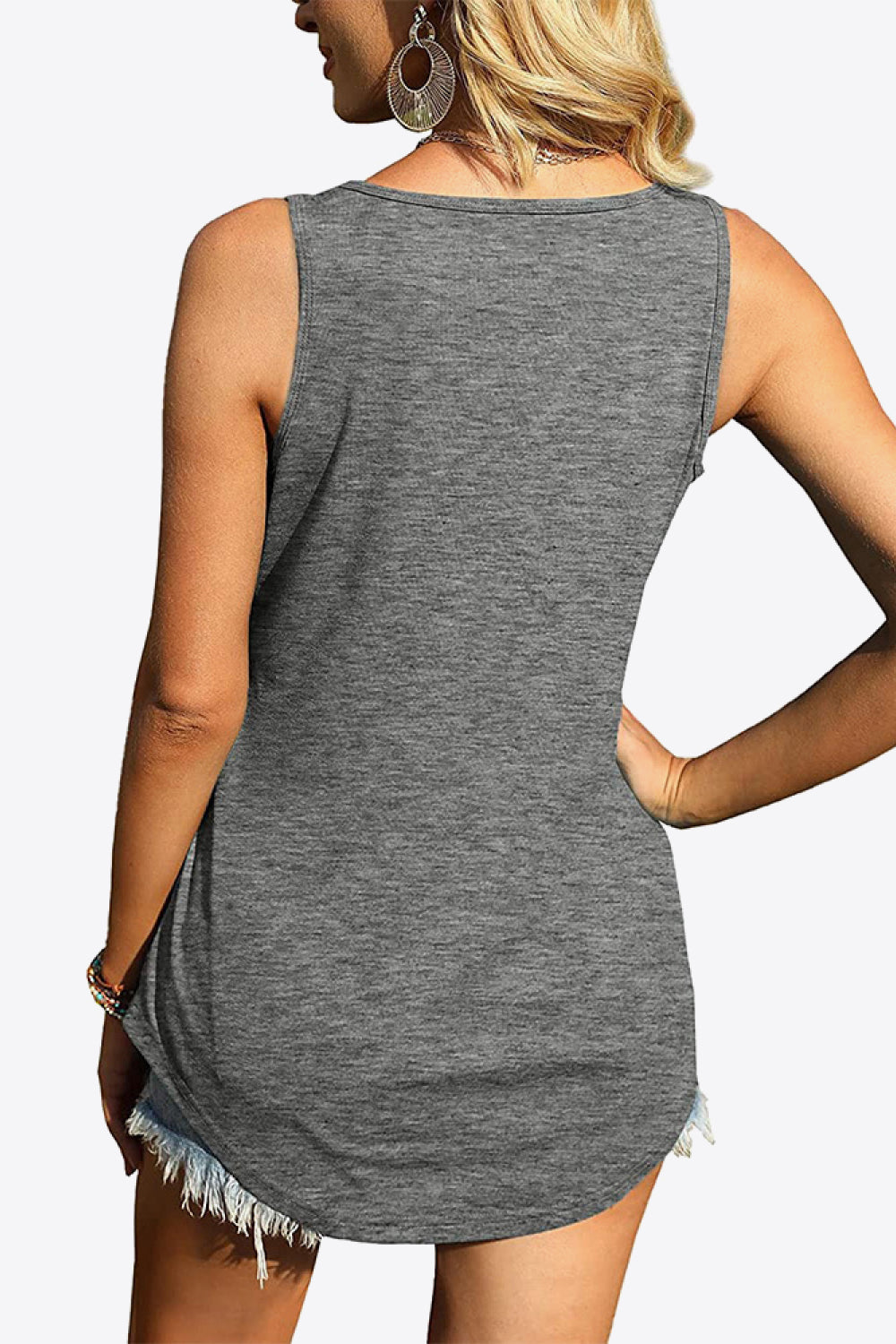 Curved Hem Square Neck Tank