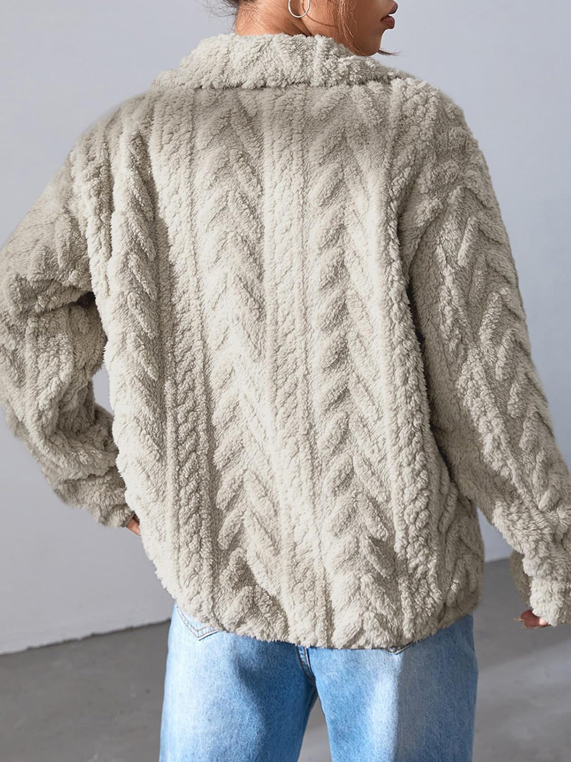 Fuzzy Zip Up Long Sleeve Jacket