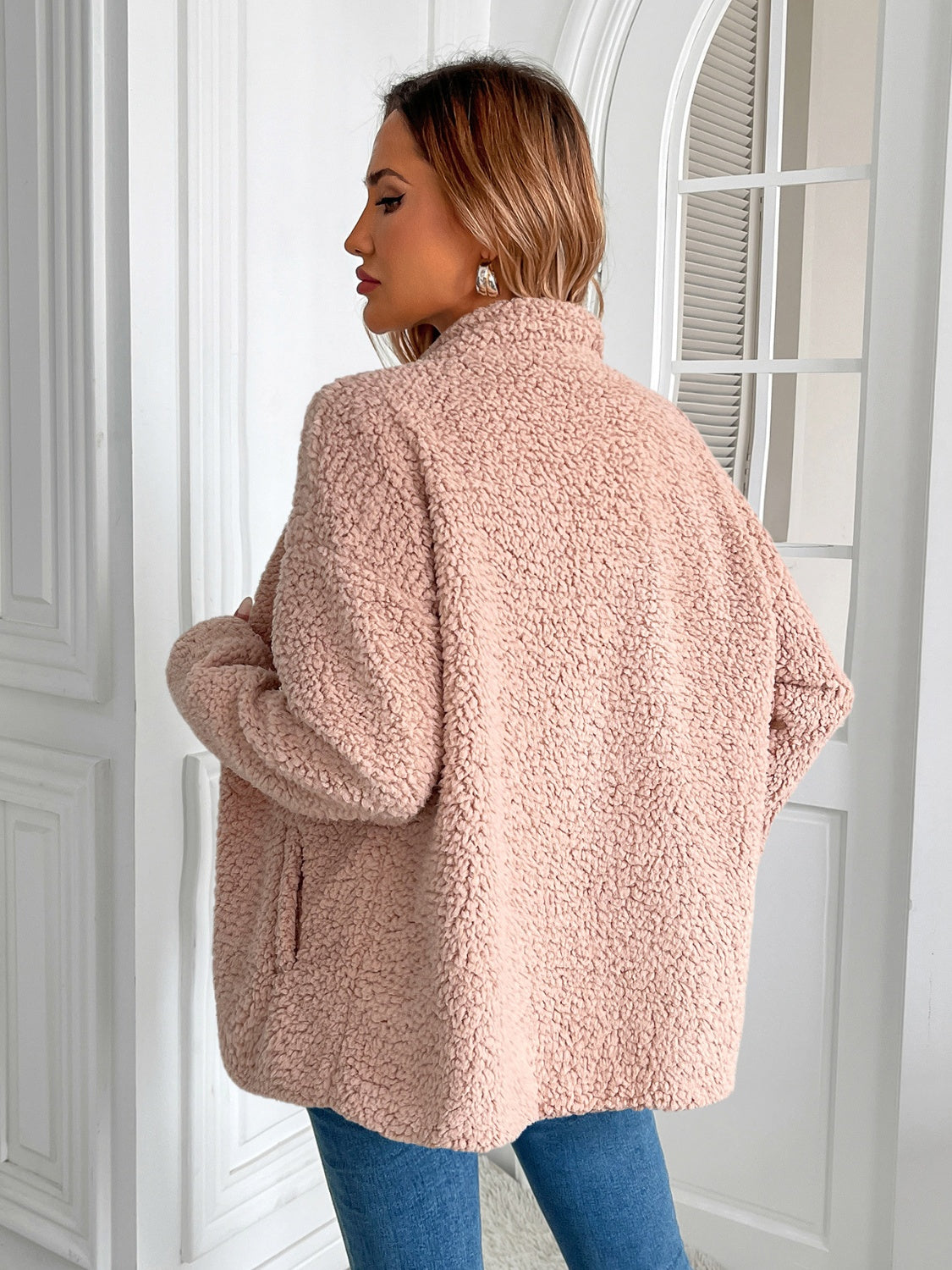 Ivy Lane Zip Up Long Sleeve Fuzzy Jacket