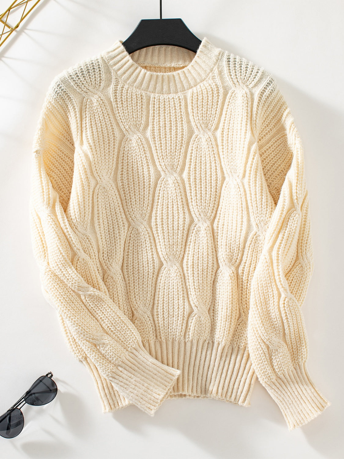 Round Neck Dropped Shoulder Sweater