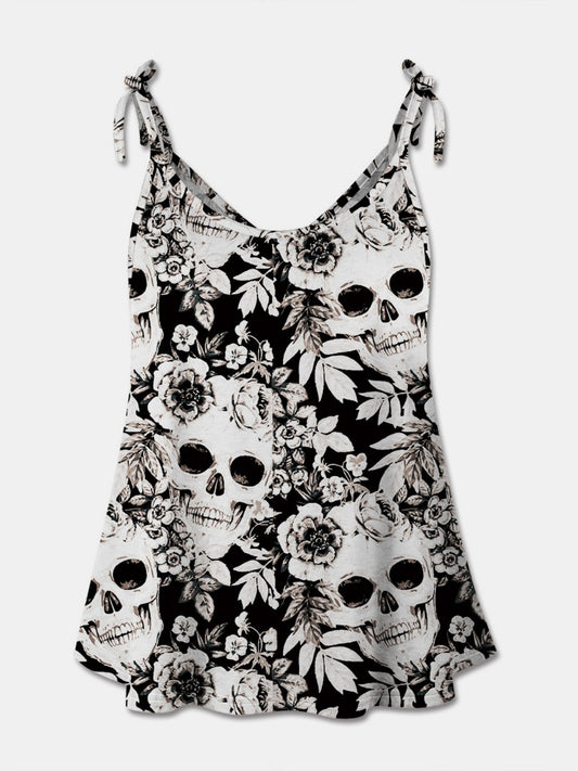 FAM-FAM Skull Print Scoop Neck Cami