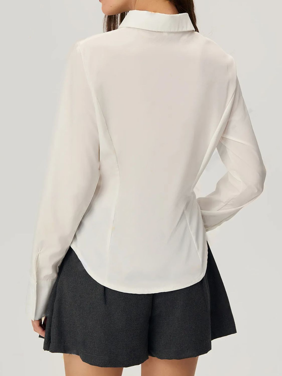 Ruched Button Down Long Sleeve Shirt